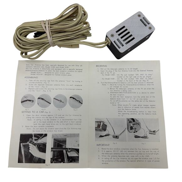 Sony VCA-1H Car TV Antenna Kit w/ Manual, Box, Controller Tested Missing Coupler - Picture 8 of 10